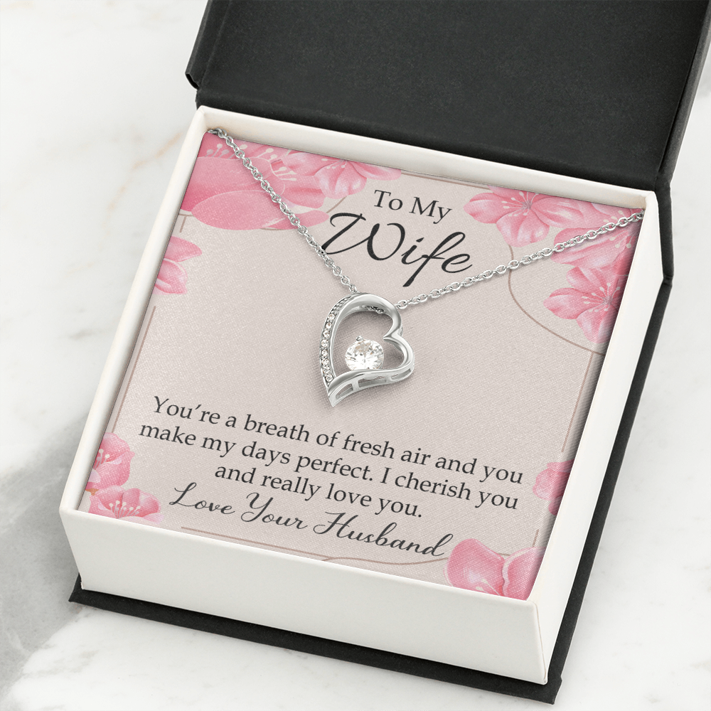 To My Wife You’re a Breath of Fresh Air Forever Necklace w Message Card-Express Your Love Gifts