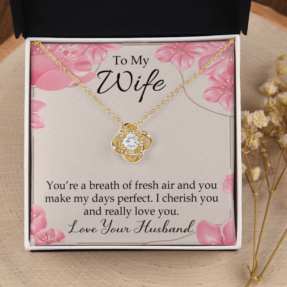 To My Wife You’re a Breath of Fresh Air Infinity Knot Necklace Message Card-Express Your Love Gifts