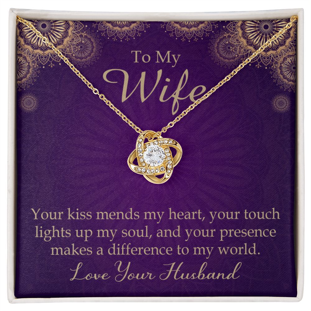 To My Wife Your Kiss Mends My Heart Infinity Knot Necklace Message Card-Express Your Love Gifts