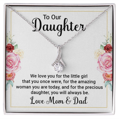 To Our Daughter We Love You Alluring Ribbon Necklace Message Card-Express Your Love Gifts