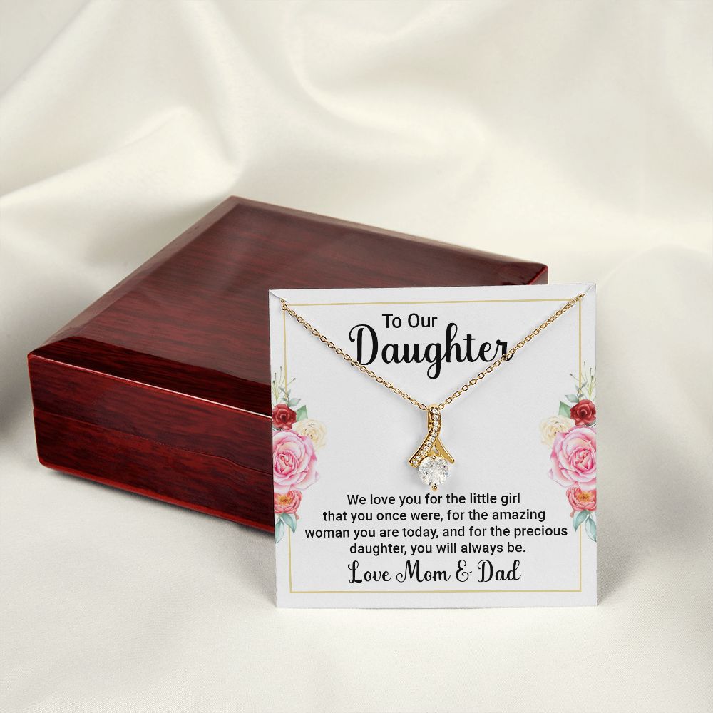 To Our Daughter We Love You Alluring Ribbon Necklace Message Card-Express Your Love Gifts