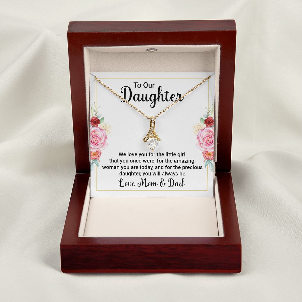 To Our Daughter We Love You Alluring Ribbon Necklace Message Card-Express Your Love Gifts