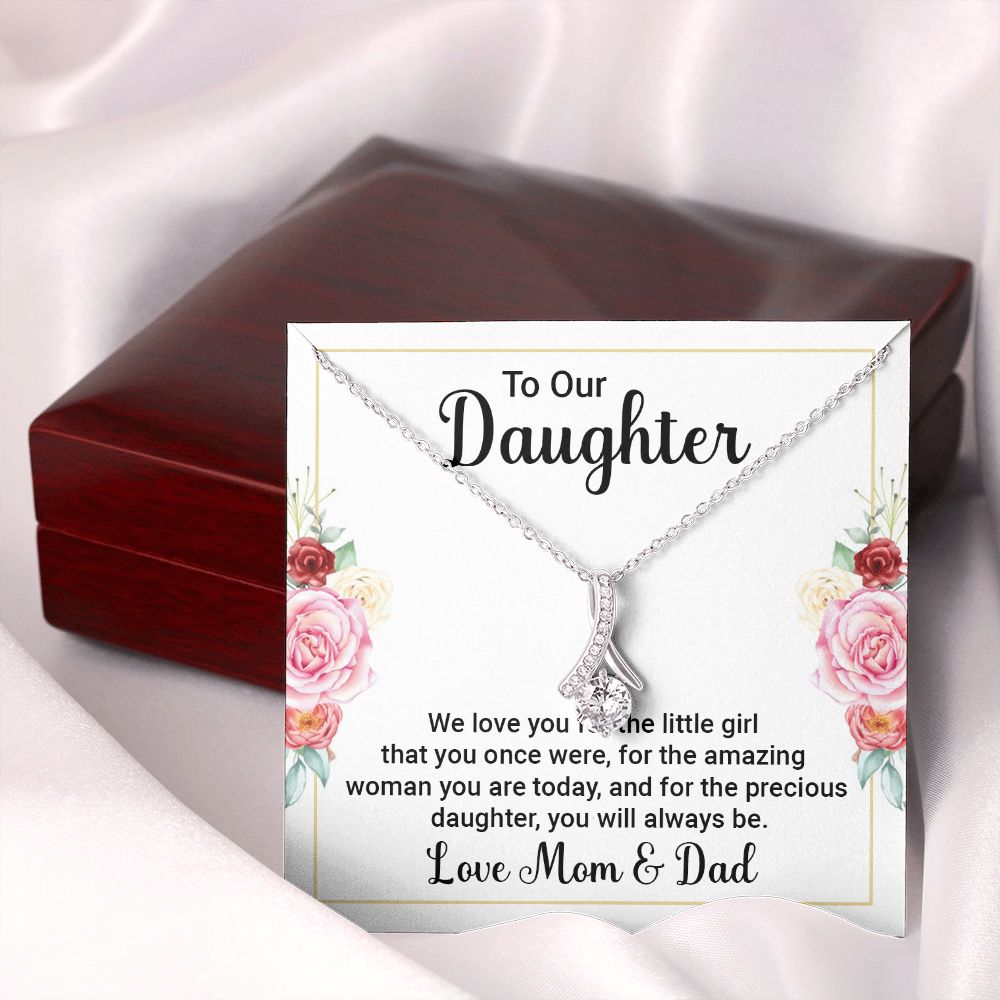 To Our Daughter We Love You Alluring Ribbon Necklace Message Card-Express Your Love Gifts
