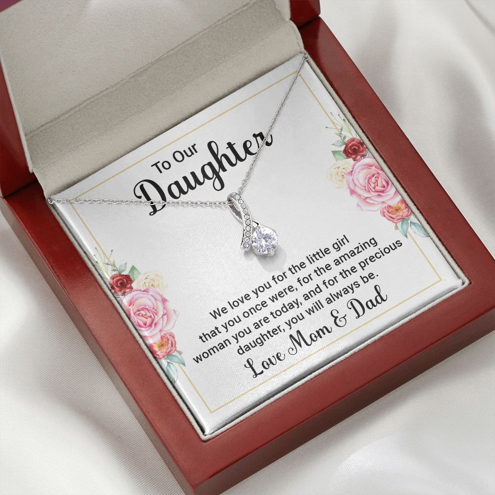 To Our Daughter We Love You Alluring Ribbon Necklace Message Card-Express Your Love Gifts