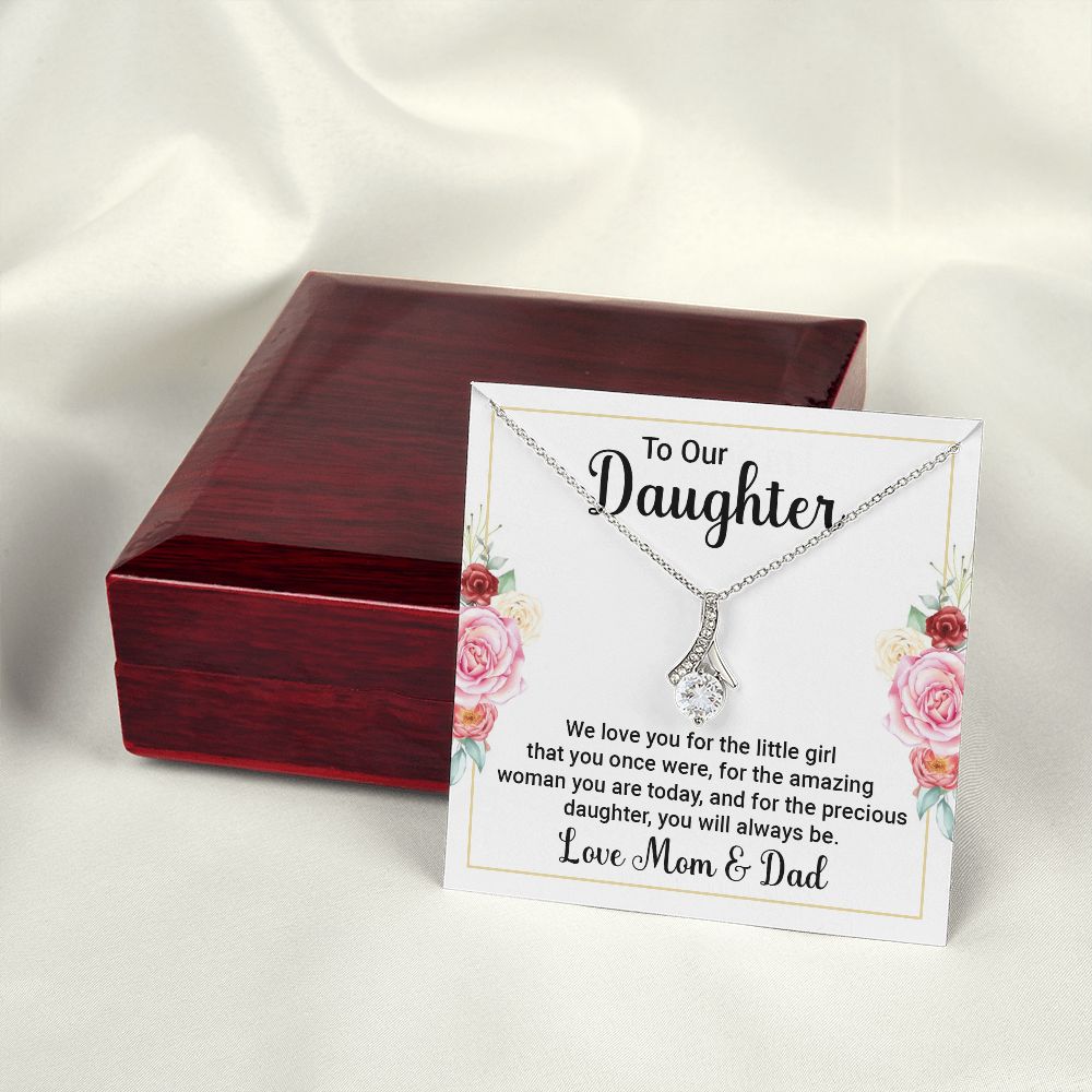 To Our Daughter We Love You Alluring Ribbon Necklace Message Card-Express Your Love Gifts