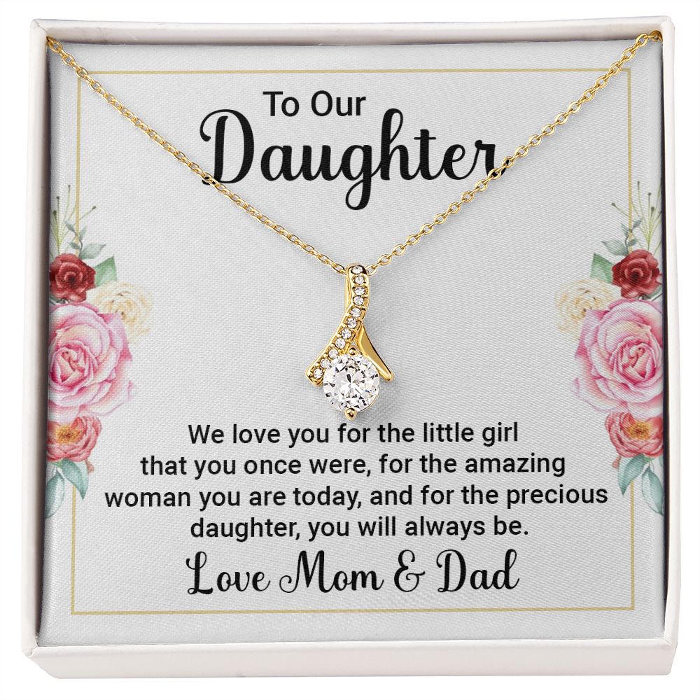 To Our Daughter We Love You Alluring Ribbon Necklace Message Card-Express Your Love Gifts
