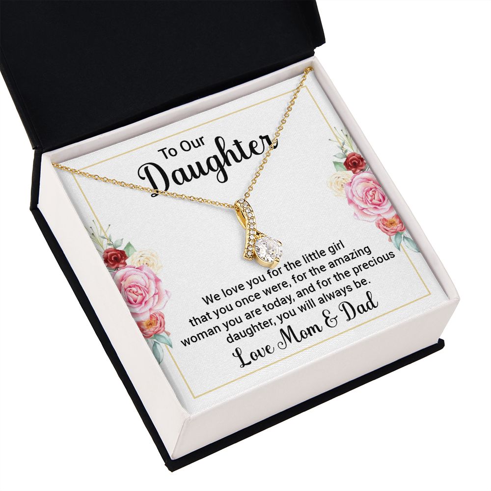To Our Daughter We Love You Alluring Ribbon Necklace Message Card-Express Your Love Gifts