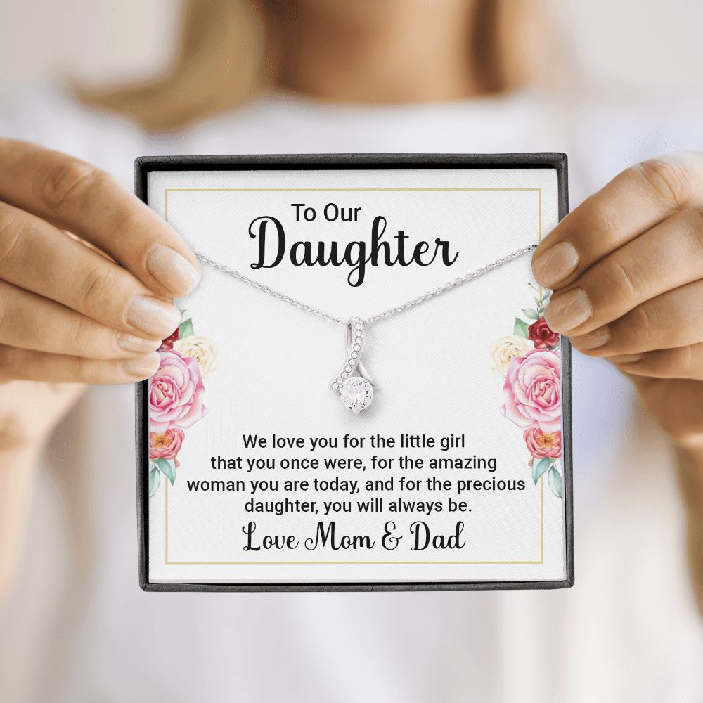 To Our Daughter We Love You Alluring Ribbon Necklace Message Card-Express Your Love Gifts