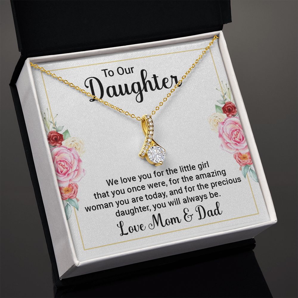 To Our Daughter We Love You Alluring Ribbon Necklace Message Card-Express Your Love Gifts