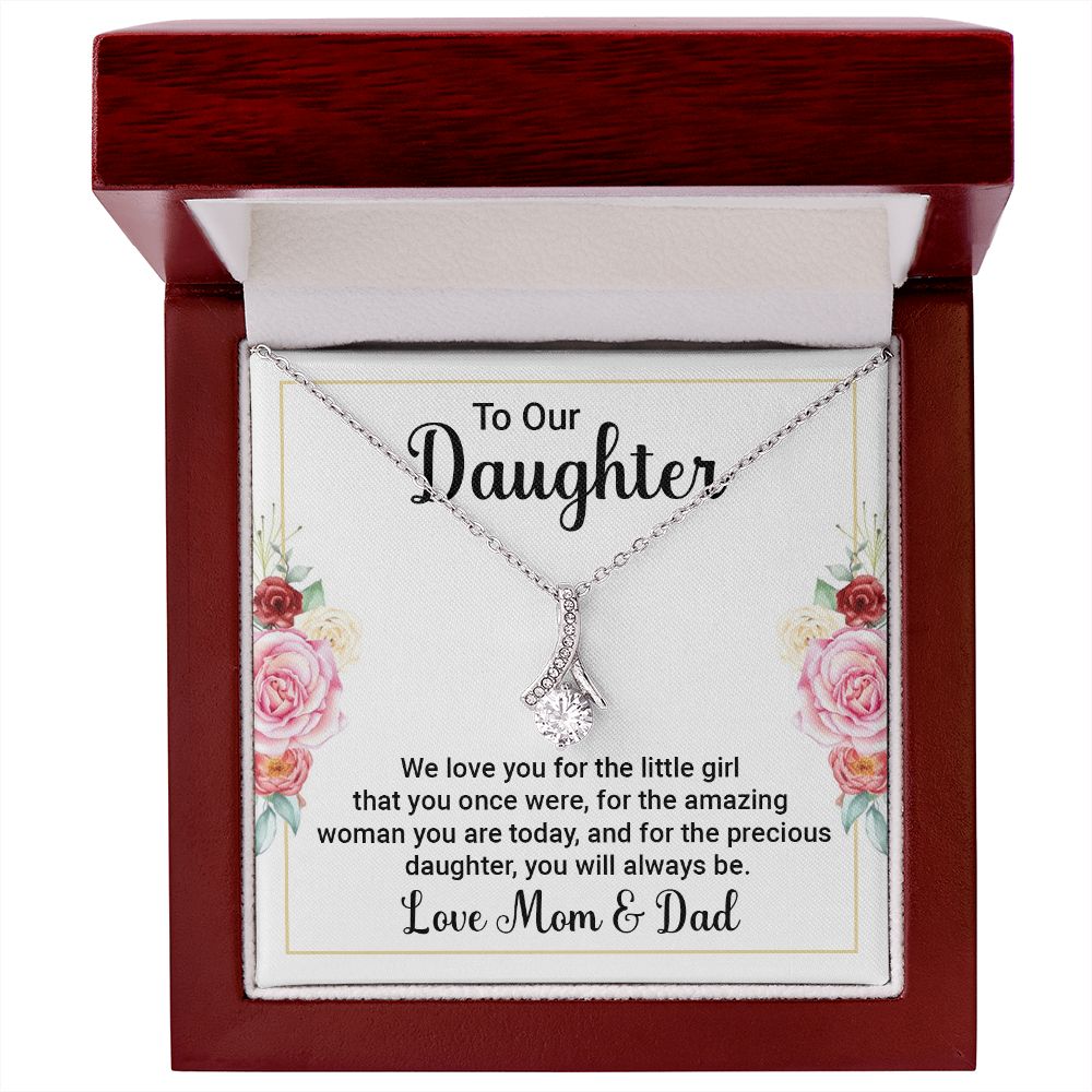 To Our Daughter We Love You Alluring Ribbon Necklace Message Card-Express Your Love Gifts