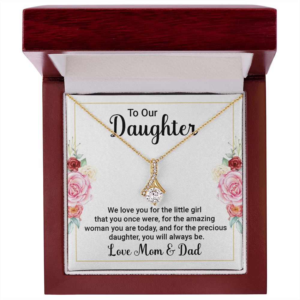 To Our Daughter We Love You Alluring Ribbon Necklace Message Card-Express Your Love Gifts