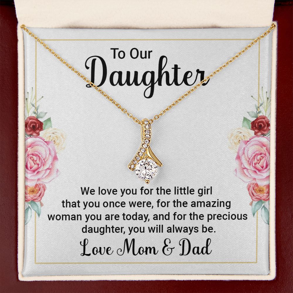 To Our Daughter We Love You Alluring Ribbon Necklace Message Card-Express Your Love Gifts