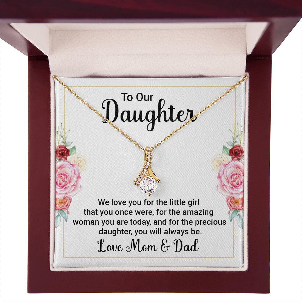 To Our Daughter We Love You Alluring Ribbon Necklace Message Card-Express Your Love Gifts
