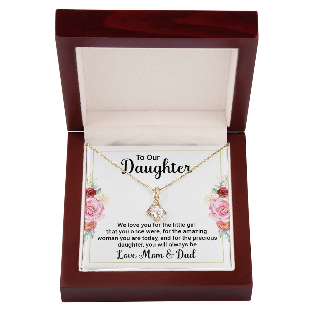 To Our Daughter We Love You Alluring Ribbon Necklace Message Card-Express Your Love Gifts