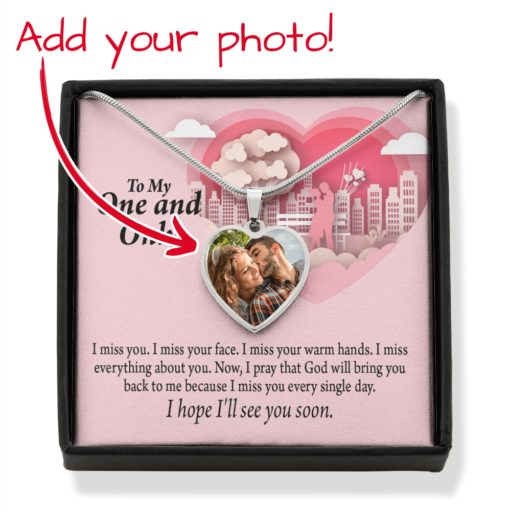 To Partner Personalized Long Distance Missing You Necklace Stainless Steel Heart Pendant Necklace 18-22"-Express Your Love Gifts