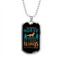 To Ride a Horse is to Fly Without Wings Horse Necklace Stainless Steel or 18k Gold Dog Tag 24" Chain-Express Your Love Gifts