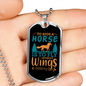 To Ride a Horse is to Fly Without Wings Horse Necklace Stainless Steel or 18k Gold Dog Tag 24" Chain-Express Your Love Gifts