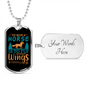 To Ride a Horse is to Fly Without Wings Horse Necklace Stainless Steel or 18k Gold Dog Tag 24" Chain-Express Your Love Gifts