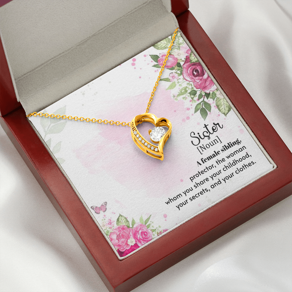 To Sister A Female Sibling Forever Necklace w Message Card-Express Your Love Gifts