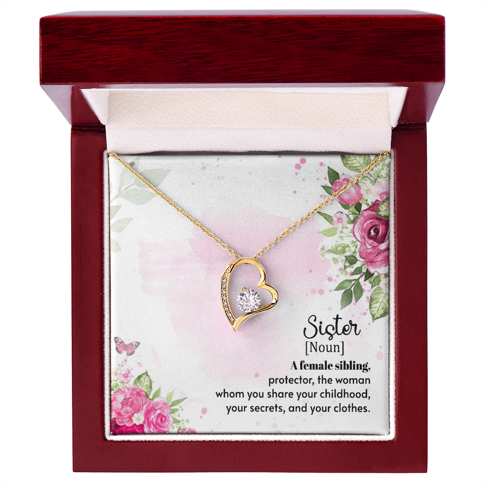 To Sister A Female Sibling Forever Necklace w Message Card-Express Your Love Gifts
