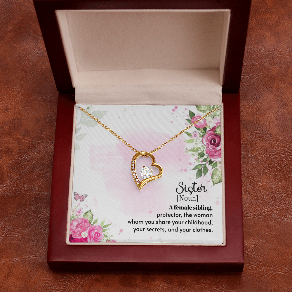 To Sister A Female Sibling Forever Necklace w Message Card-Express Your Love Gifts