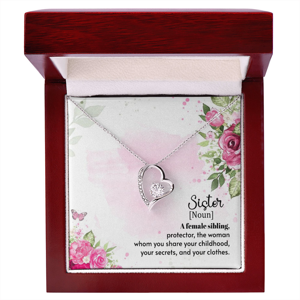 To Sister A Female Sibling Forever Necklace w Message Card-Express Your Love Gifts