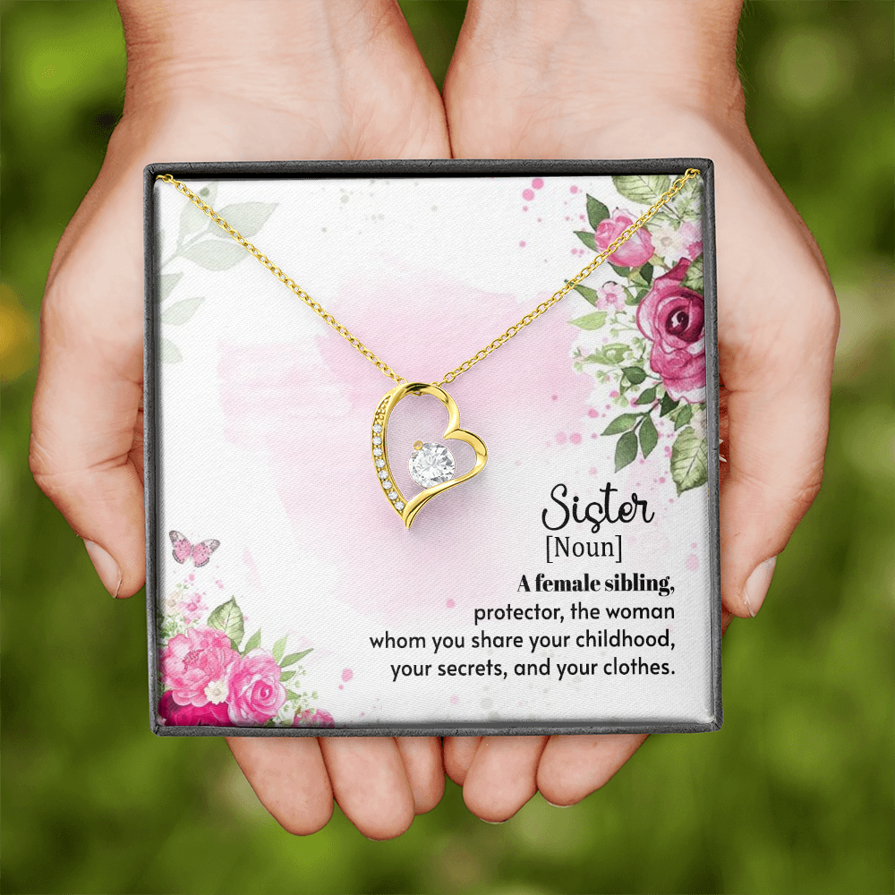 To Sister A Female Sibling Forever Necklace w Message Card-Express Your Love Gifts