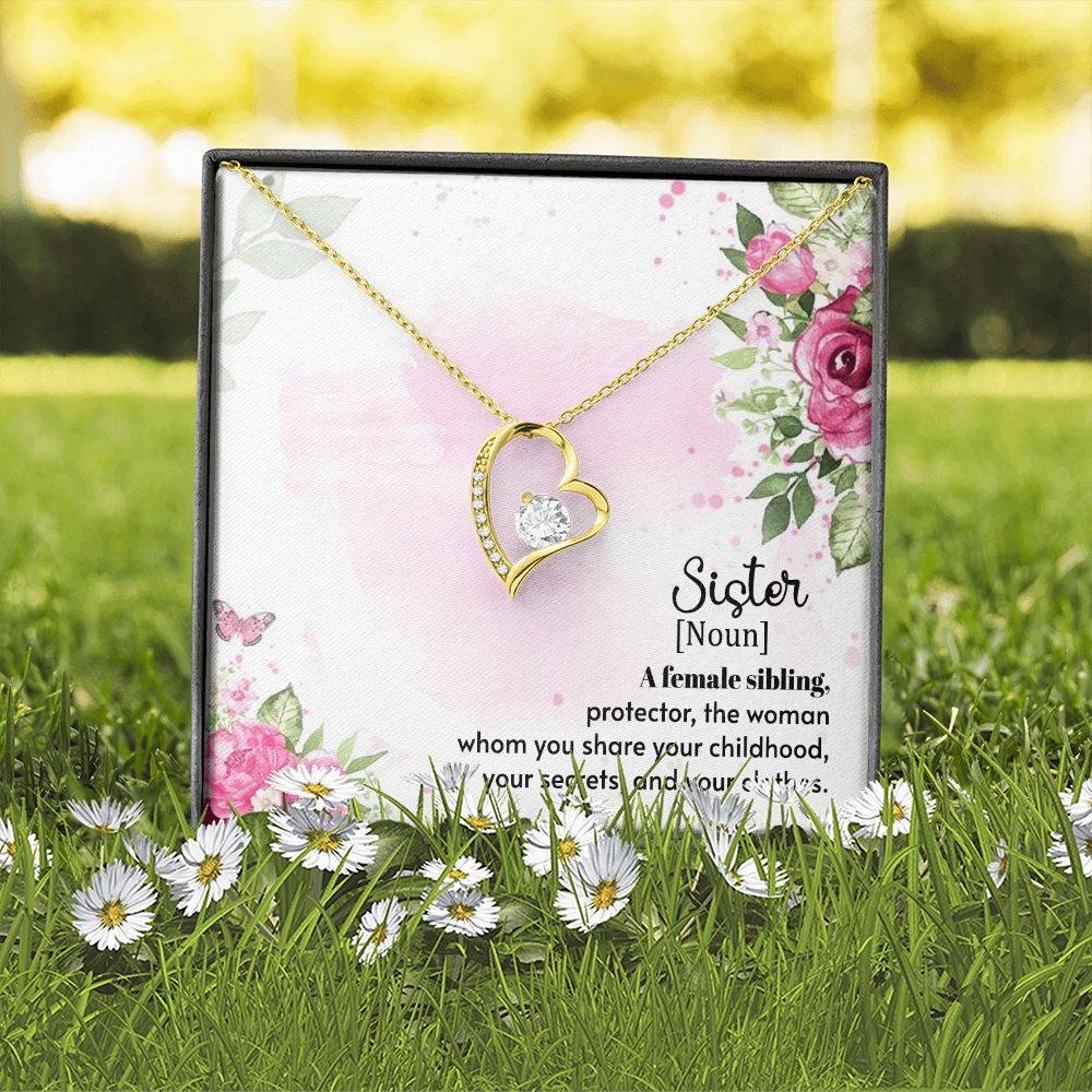To Sister A Female Sibling Forever Necklace w Message Card-Express Your Love Gifts