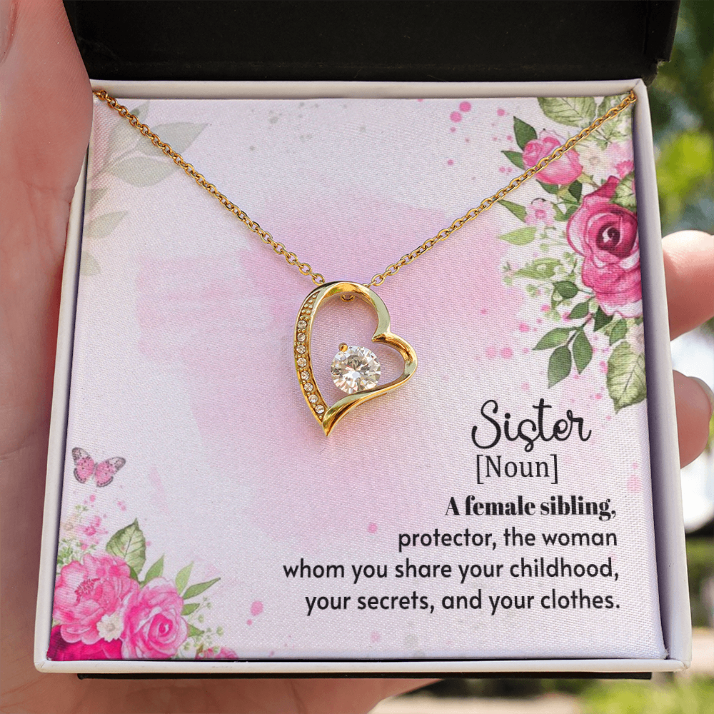 To Sister A Female Sibling Forever Necklace w Message Card-Express Your Love Gifts