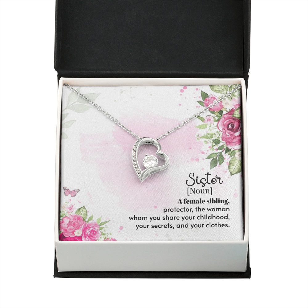 To Sister A Female Sibling Forever Necklace w Message Card-Express Your Love Gifts