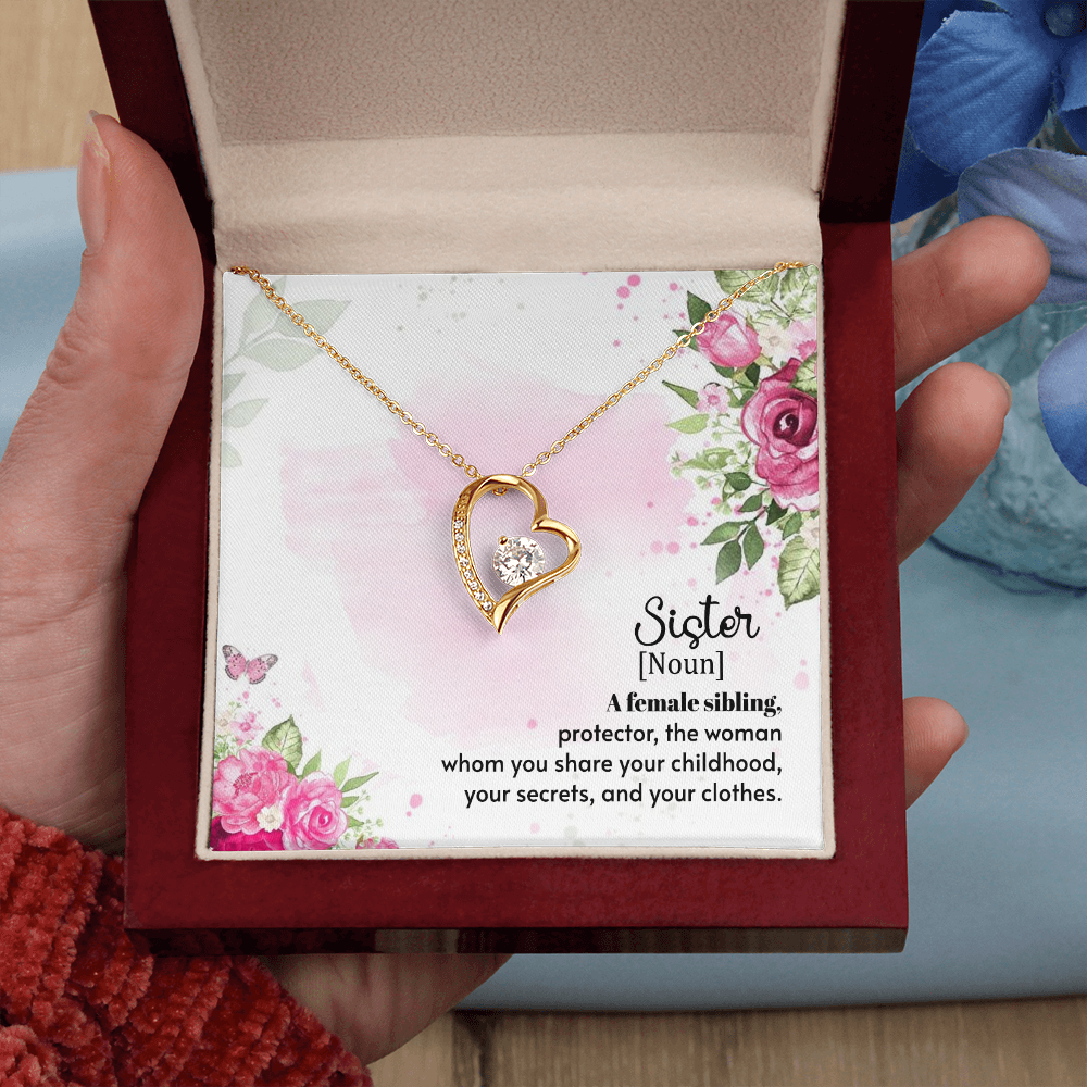 To Sister A Female Sibling Forever Necklace w Message Card-Express Your Love Gifts