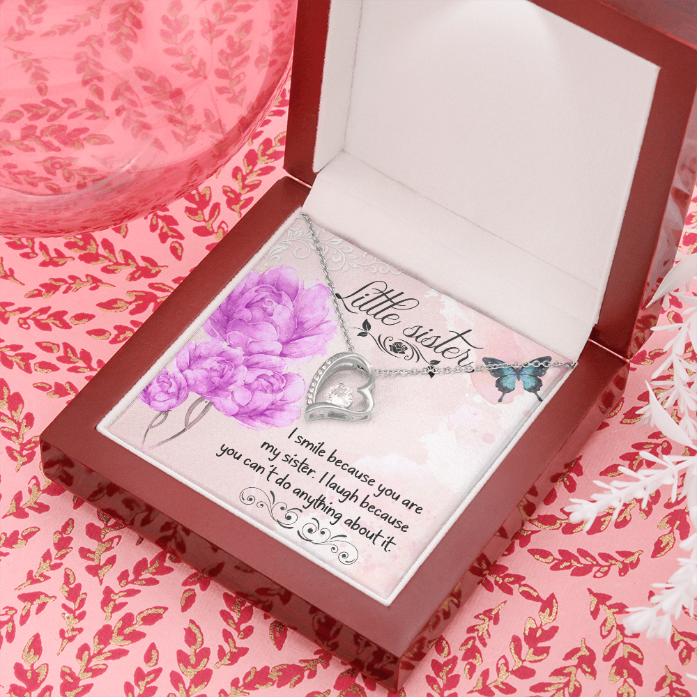 To Sister I Smile Because You Are My Sister Forever Necklace w Message Card-Express Your Love Gifts