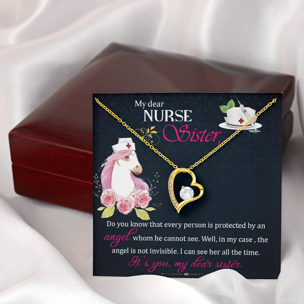 To Sister My Dear Nurse Sister Forever Necklace w Message Card-Express Your Love Gifts