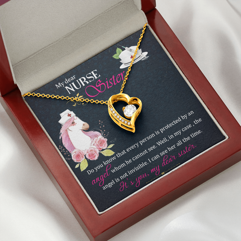 To Sister My Dear Nurse Sister Forever Necklace w Message Card-Express Your Love Gifts