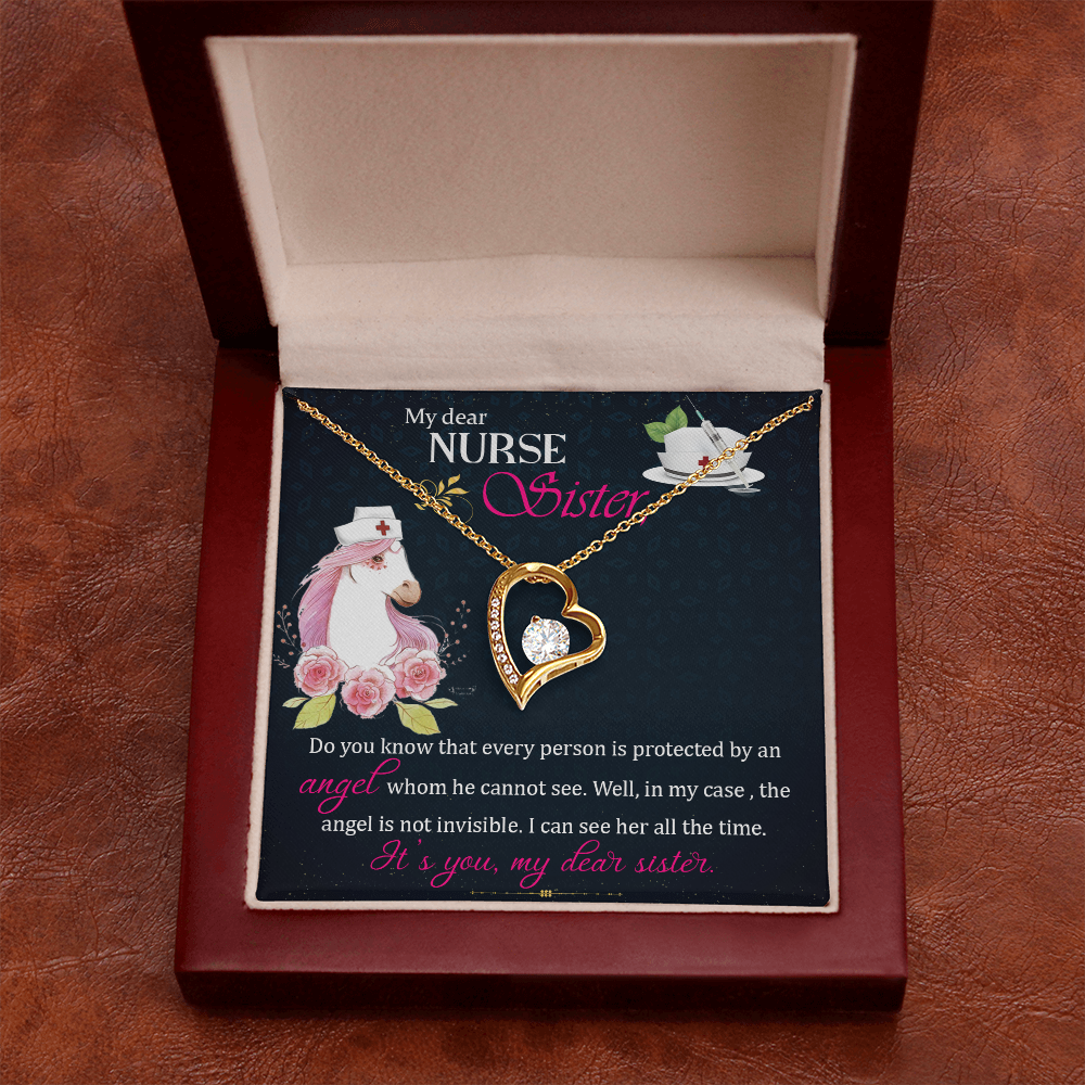 To Sister My Dear Nurse Sister Forever Necklace w Message Card-Express Your Love Gifts