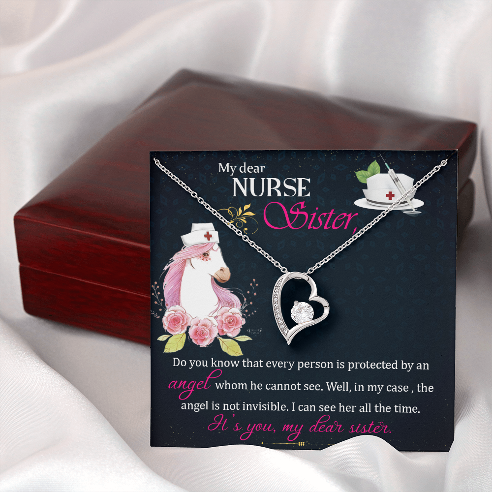 To Sister My Dear Nurse Sister Forever Necklace w Message Card-Express Your Love Gifts