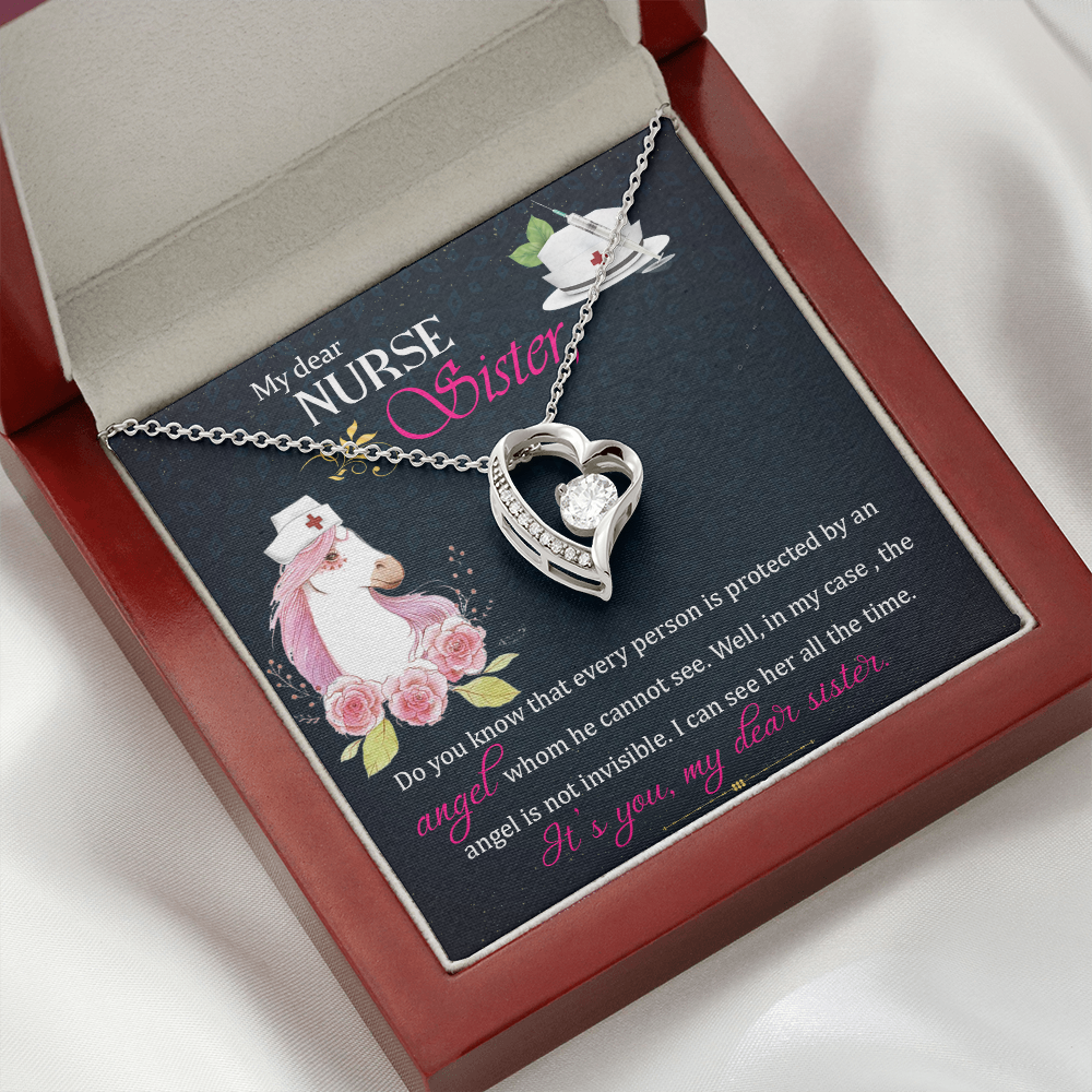 To Sister My Dear Nurse Sister Forever Necklace w Message Card-Express Your Love Gifts