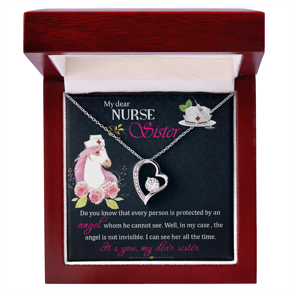 To Sister My Dear Nurse Sister Forever Necklace w Message Card-Express Your Love Gifts