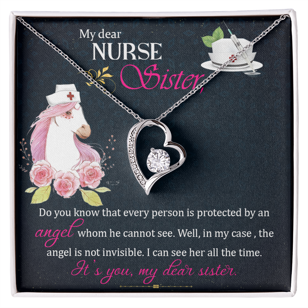To Sister My Dear Nurse Sister Forever Necklace w Message Card-Express Your Love Gifts