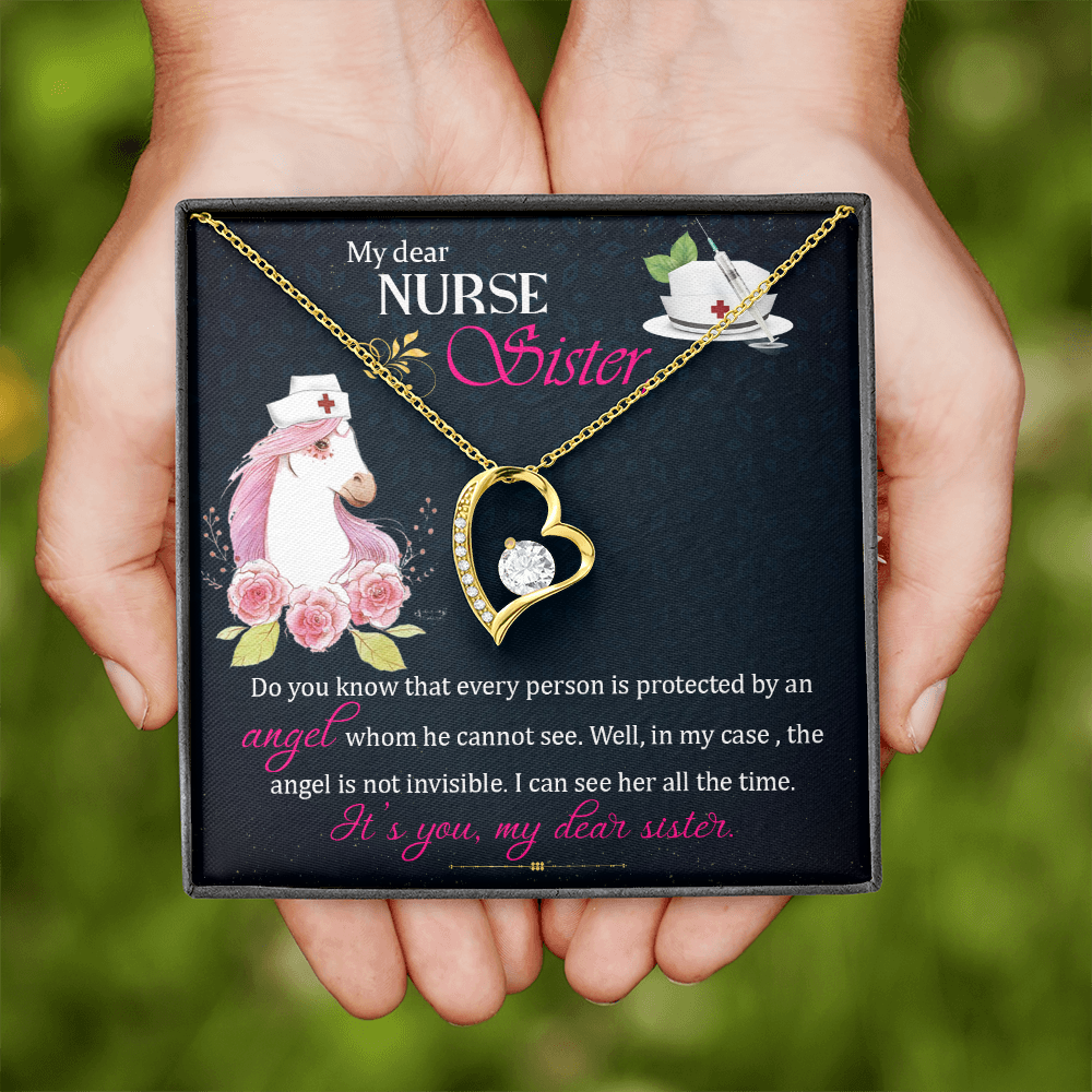 To Sister My Dear Nurse Sister Forever Necklace w Message Card-Express Your Love Gifts