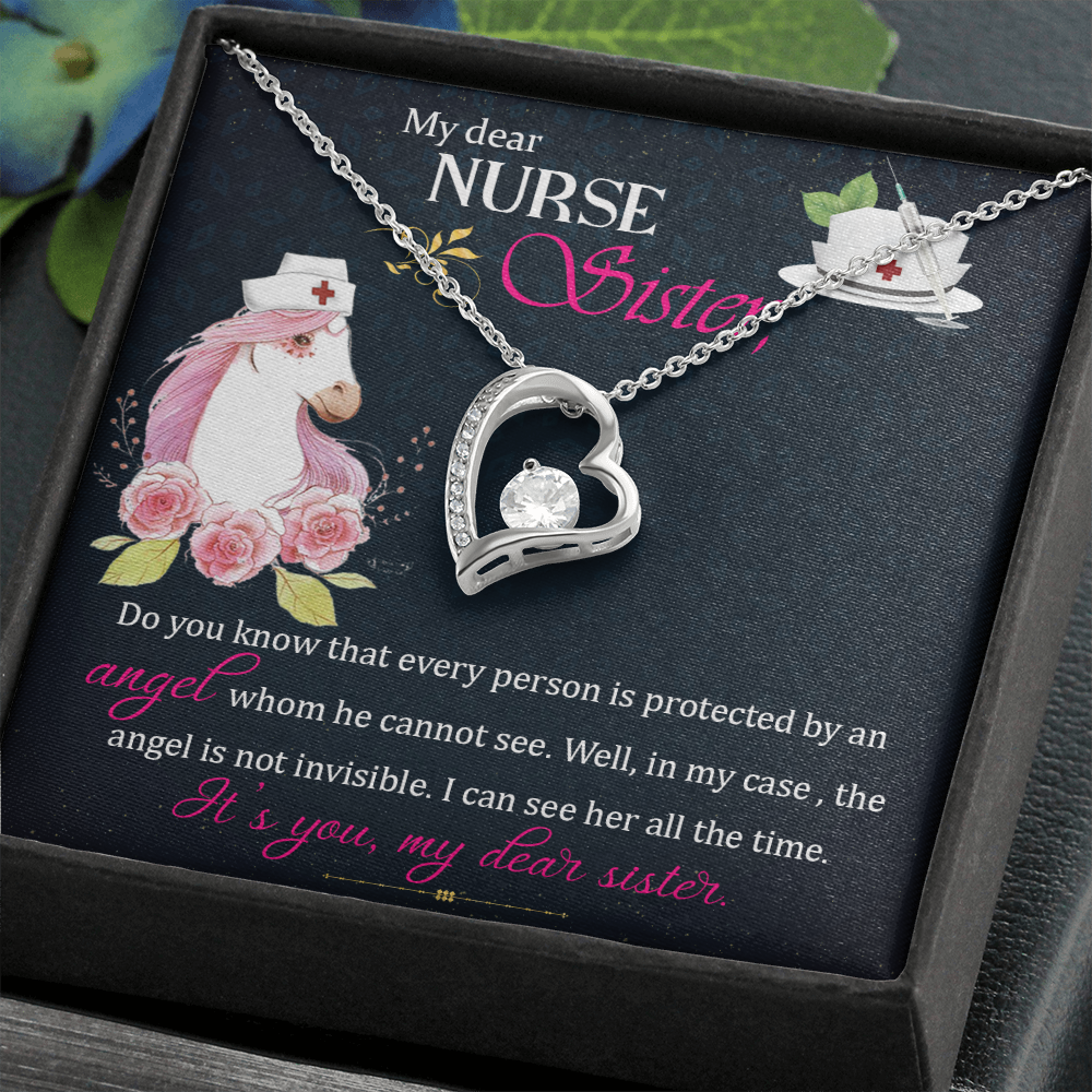 To Sister My Dear Nurse Sister Forever Necklace w Message Card-Express Your Love Gifts
