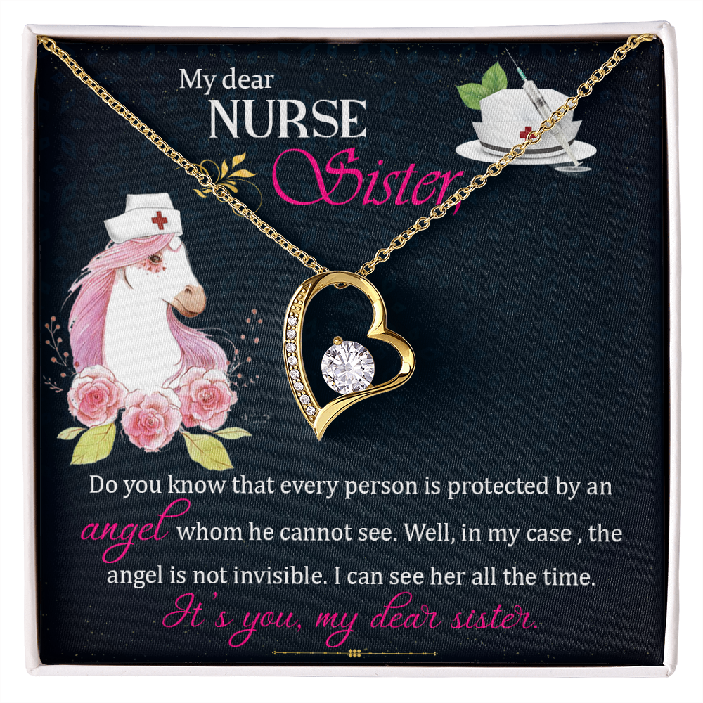 To Sister My Dear Nurse Sister Forever Necklace w Message Card-Express Your Love Gifts