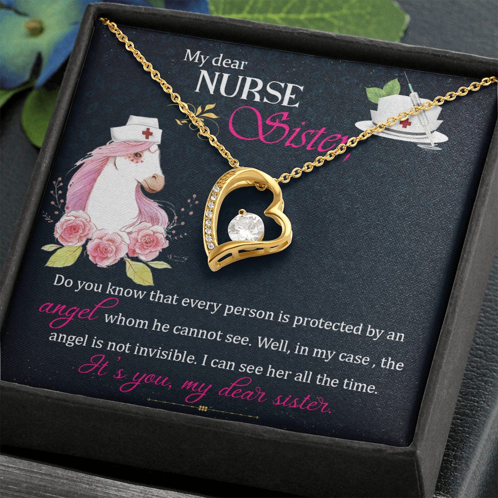 To Sister My Dear Nurse Sister Forever Necklace w Message Card-Express Your Love Gifts