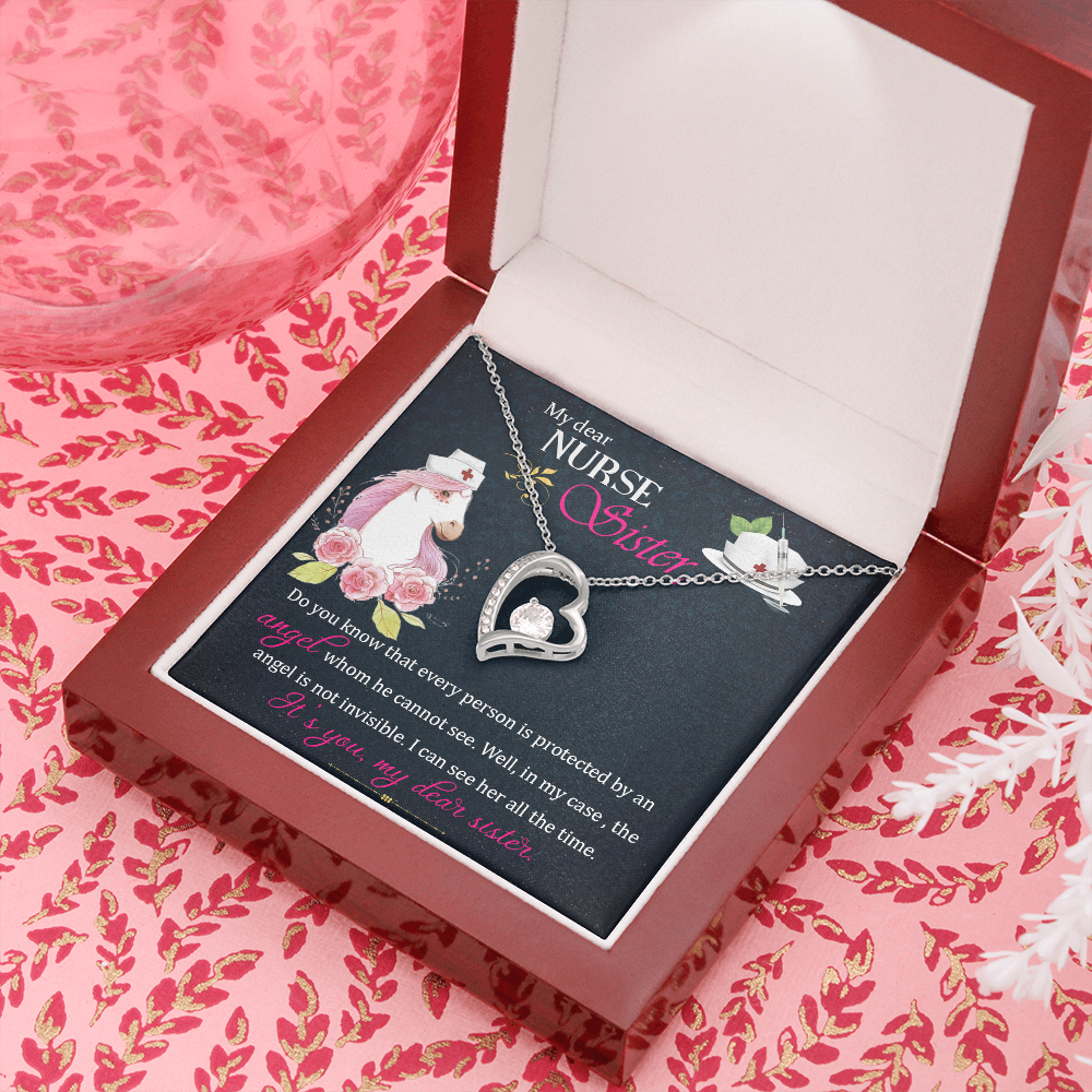 To Sister My Dear Nurse Sister Forever Necklace w Message Card-Express Your Love Gifts