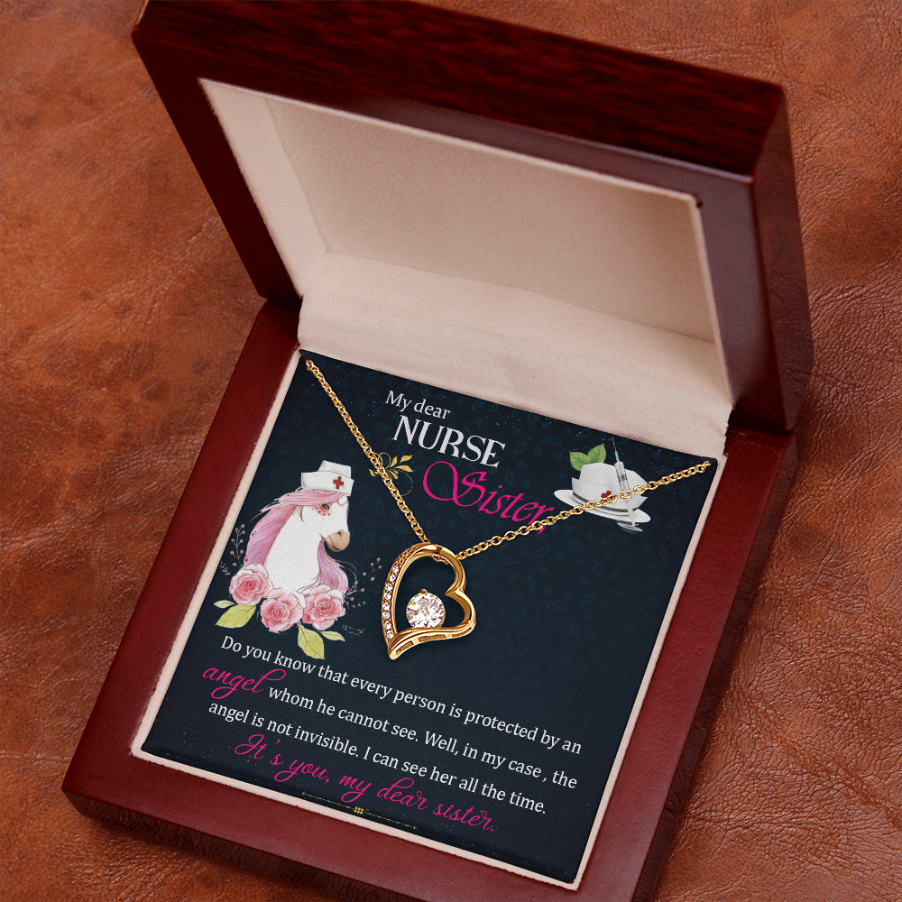 To Sister My Dear Nurse Sister Forever Necklace w Message Card-Express Your Love Gifts