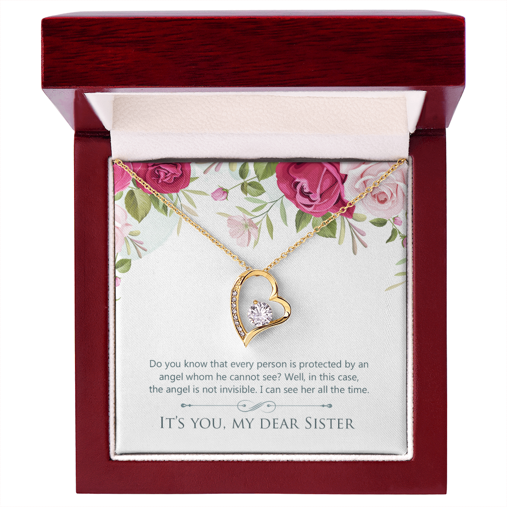 To Sister Protected by Angel Forever Necklace w Message Card-Express Your Love Gifts