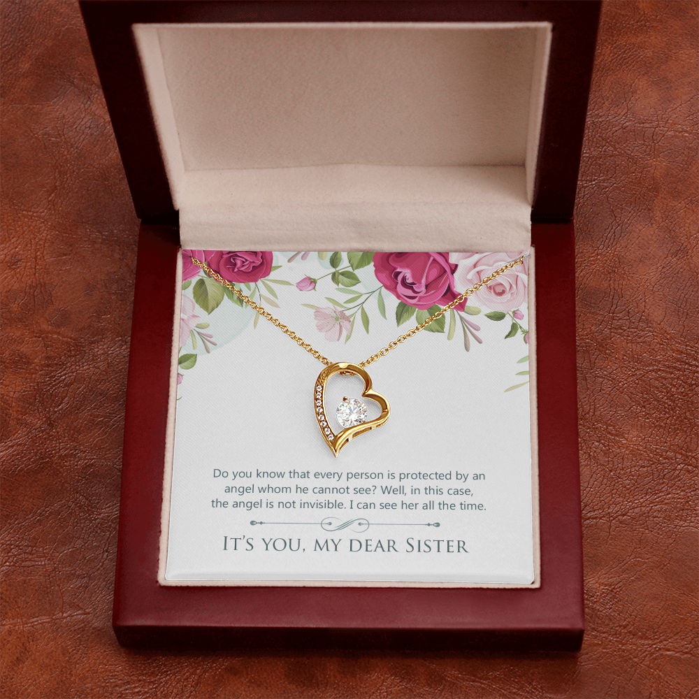 To Sister Protected by Angel Forever Necklace w Message Card-Express Your Love Gifts