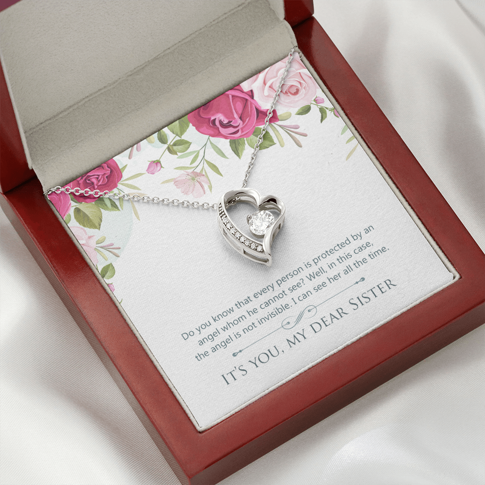 To Sister Protected by Angel Forever Necklace w Message Card-Express Your Love Gifts