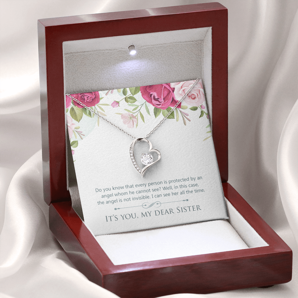 To Sister Protected by Angel Forever Necklace w Message Card-Express Your Love Gifts