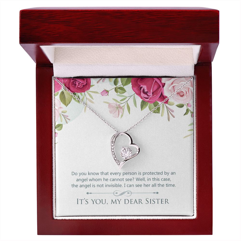To Sister Protected by Angel Forever Necklace w Message Card-Express Your Love Gifts